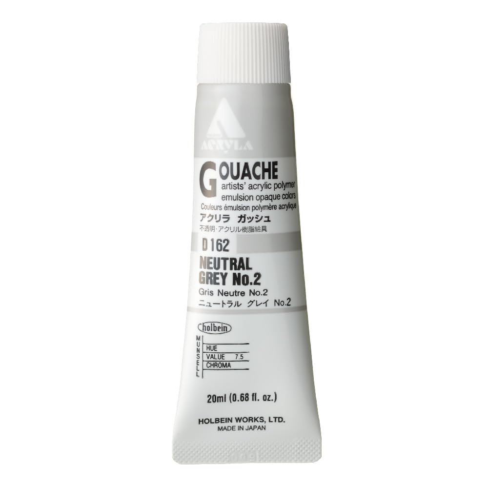 HOLBEIN Acrylic Gouache D162 Neutral Gray No.2 20ml