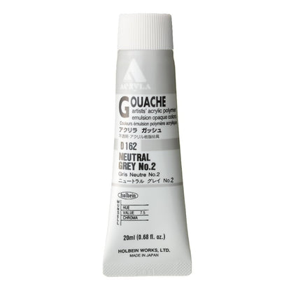 HOLBEIN Acrylic Gouache D162 Neutral Gray No.2 20ml