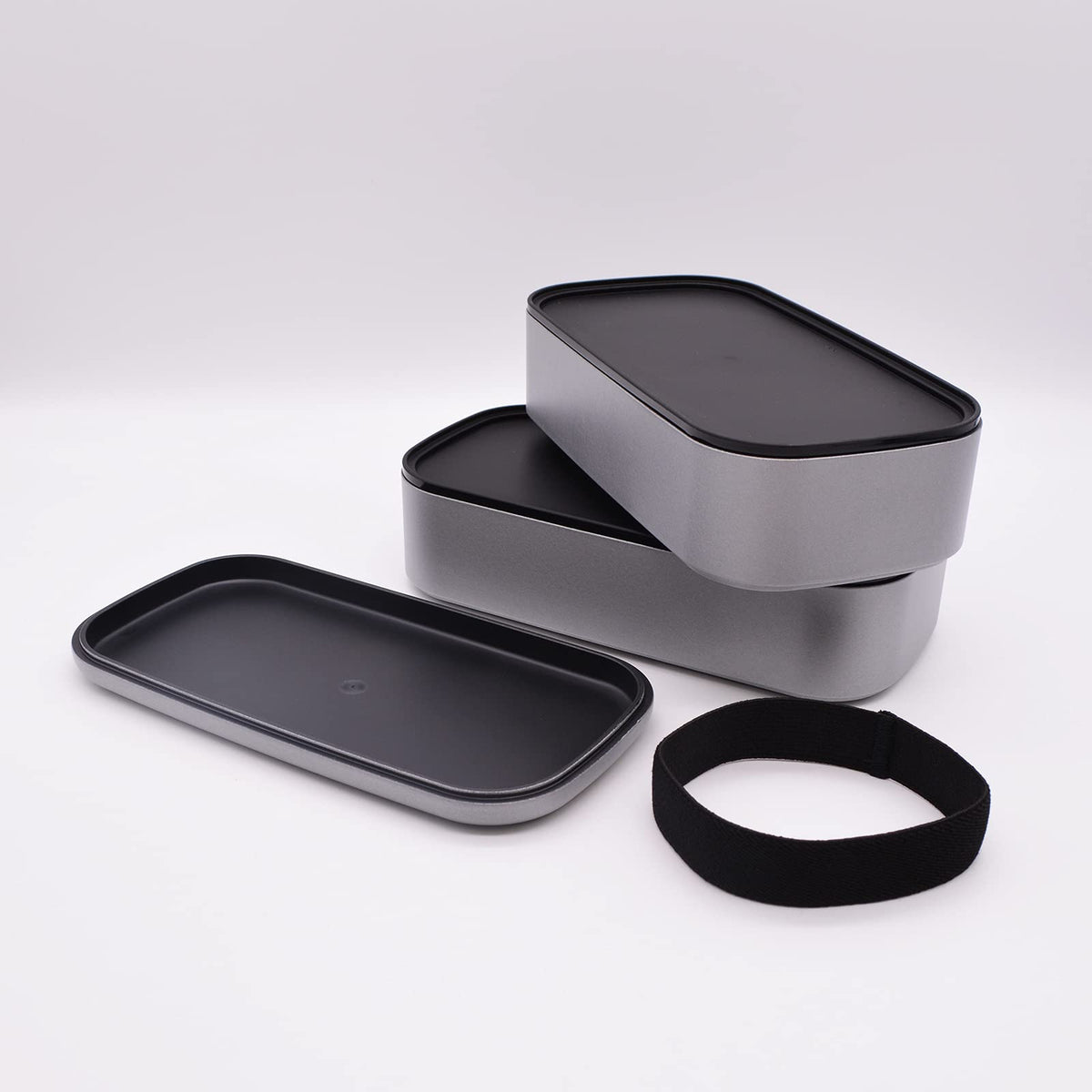 Mitani Bento Box 2-Tier Antimicrobial Lunch Box 1000ml Silver