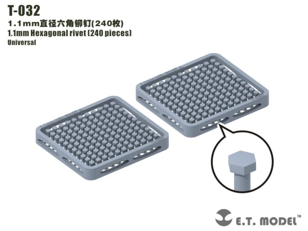 E.T Model 1.1mm Hex Rivets 240 Pieces for Model Kits