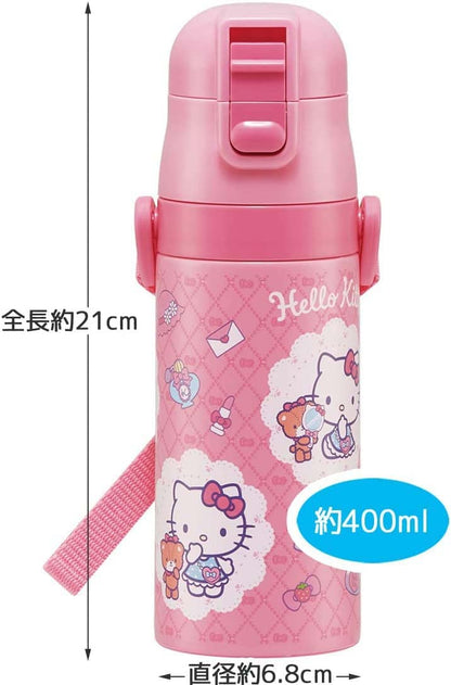 スケーター(Skater) 水筒 子供用 2WAY ストロー飲み 400ml コップ飲み 350ml サンリオ ハローキティ おしゃれガール 女の子 ステンレス 軽量タイプ 保温保冷 小容量 waterbottle スポーツボトル キッズ こども 水瓶 SKCP3-A