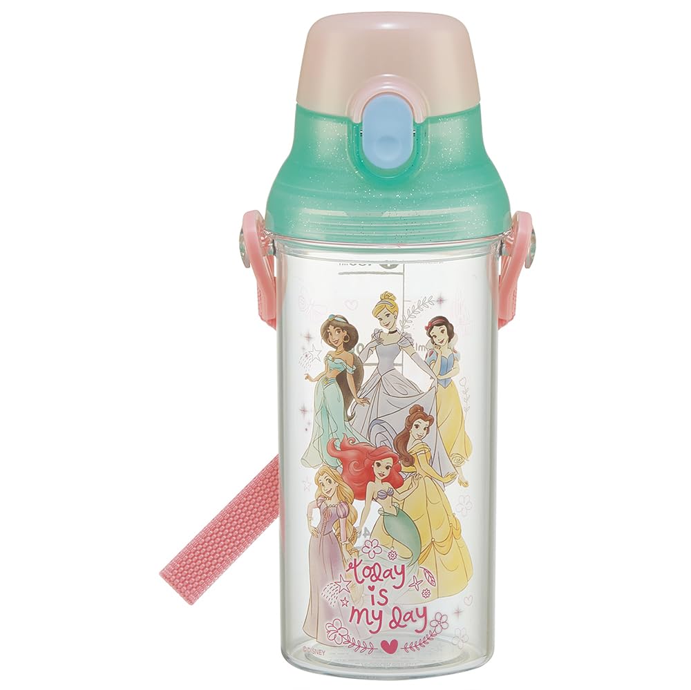 Skater Kids Clear Plastic Water Bottle 480ml with Disney Princess Design
