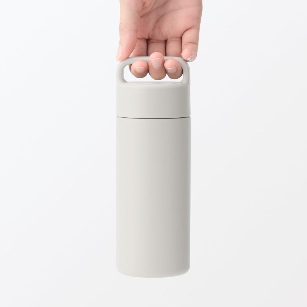 MUJI Vacuum Insulated Bottle Grey Beige 350mL with Handle