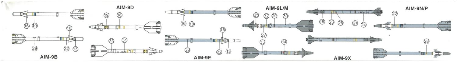 MonModel 1/48 Scale US Military Short-Range Air-to-Air Missile Model Parts