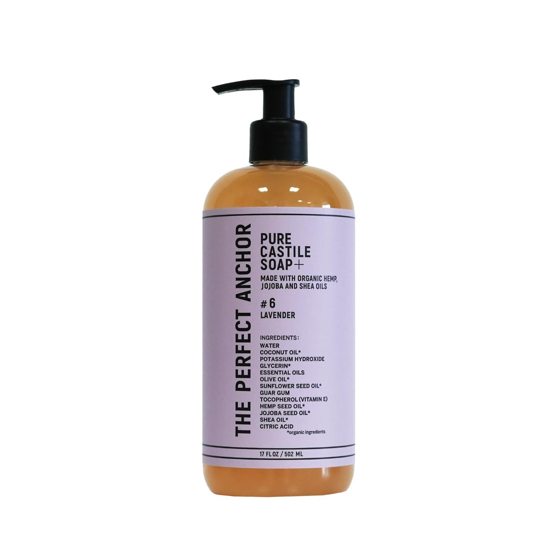 The Perfect Anchor Pure Castile Soap Plus 502ml Lavender Organic Cleanser