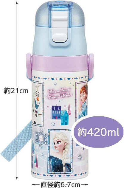 Skater Kids Water Bottle 2WAY 420ml with Disney Frozen Design