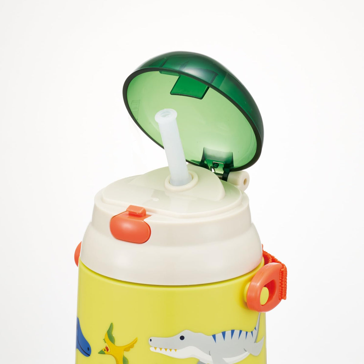 Skater Silicone Straw Water Bottle 400ml with Dinosaur Design