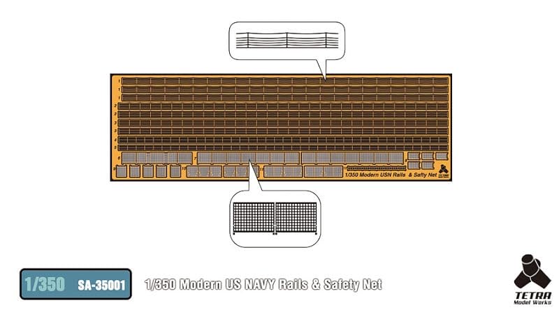 Tetra Model 1/350 Scale Model Handrails and Safety Nets for Kits
