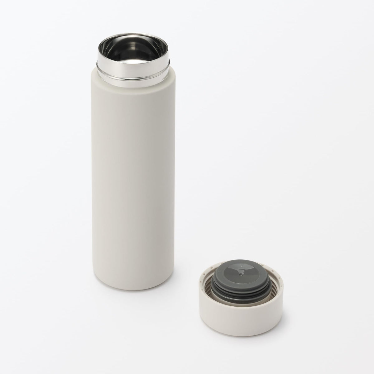 MUJI Vacuum Insulated Bottle Flat Type 500mL Gray Beige