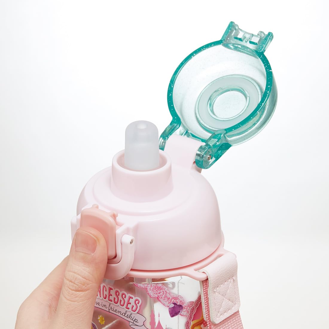Skater Push Straw Clear Bottle 630ml with Strap for Kids