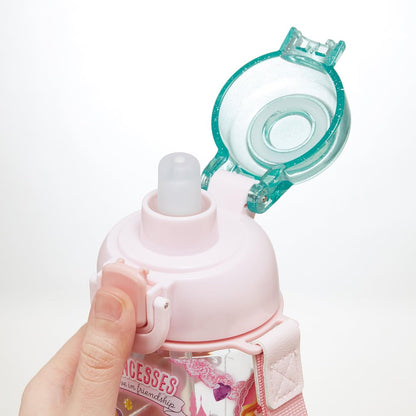 Skater Push Straw Clear Bottle 630ml with Strap for Kids
