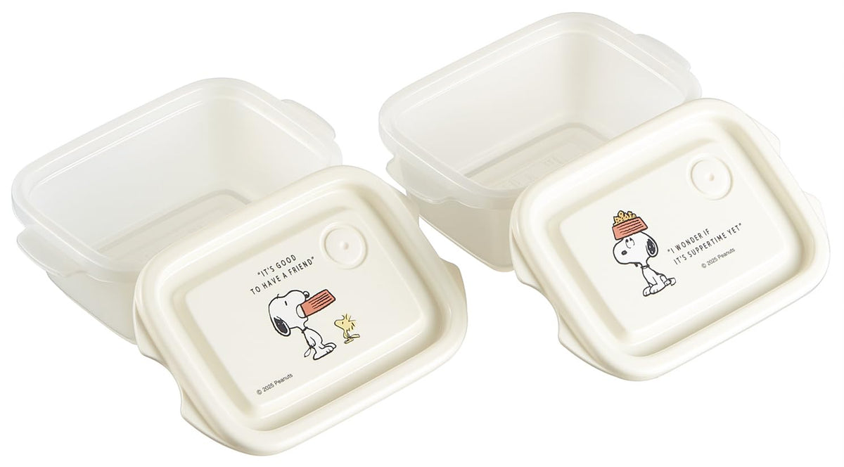 スケーター(Skater) 抗菌 シールボックス 2個入 300ml エアーバブル付 スタッキング 電子レンジ対応 日本製 スヌーピー バッジ FCN1WAG-A