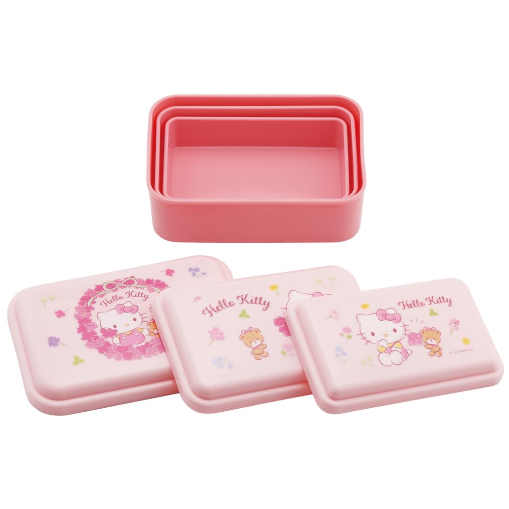 Skater Hello Kitty Flower Wreath Storage Containers Set of 3