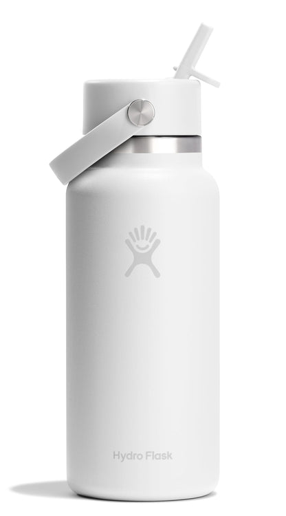 Hydro Flask Wide Mouth Flex Straw 32oz Water Bottle White