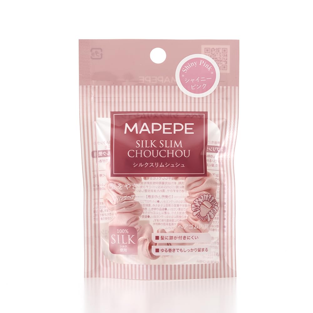 MAPEPE Silk Slim Scrunchie Shiny Pink