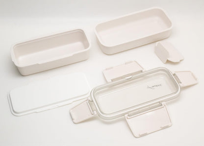 OSK DISH UP LUNCH Two-Tier Lunch Box Beige with Dividers