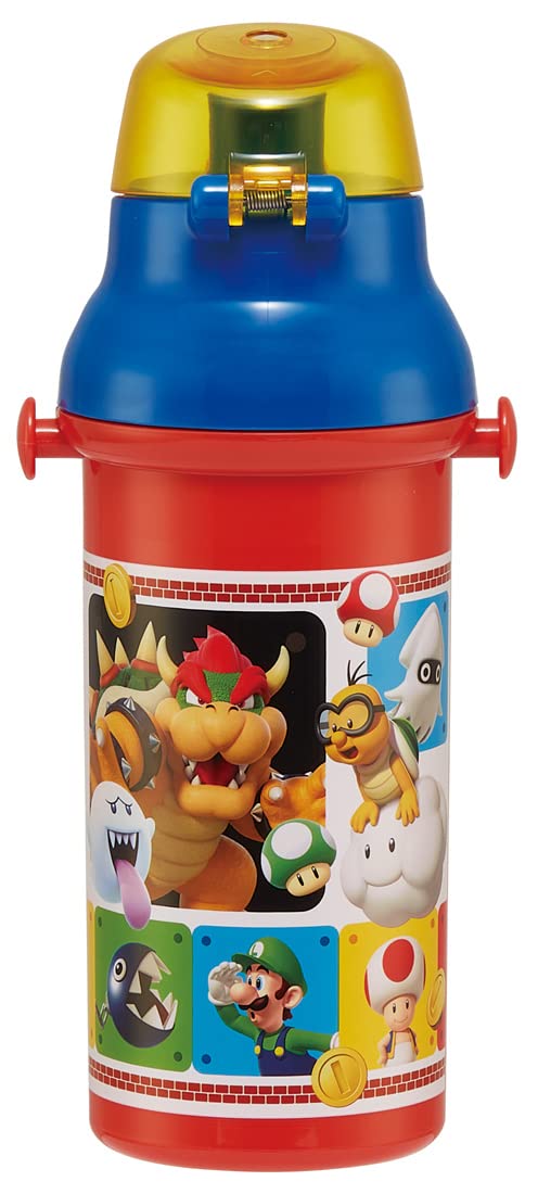 Skater Kids Water Bottle 480ml with One-Touch Design Super Mario