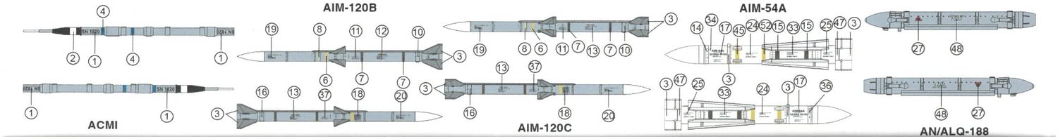 MENG 1/48 Scale Model Parts for US Military Air-to-Air Missiles
