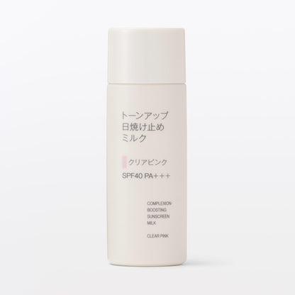 MUJI Tone-Up Sunscreen Milk Clear Pink SPF40 50g for Japanese Skincare