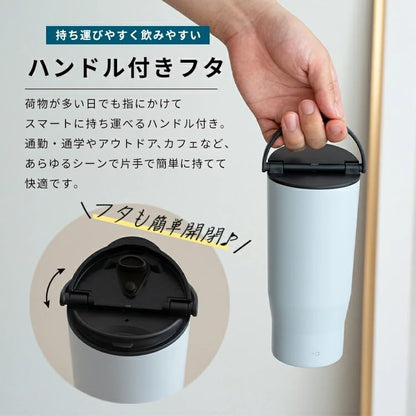 Asvel Ceramic Tumbler 350ml with Lid and Handle for Travel
