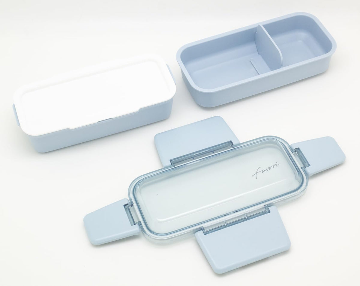 OSK DISH UP LUNCH Two-Tier Lunch Box Blue Dishwasher and Microwave Safe