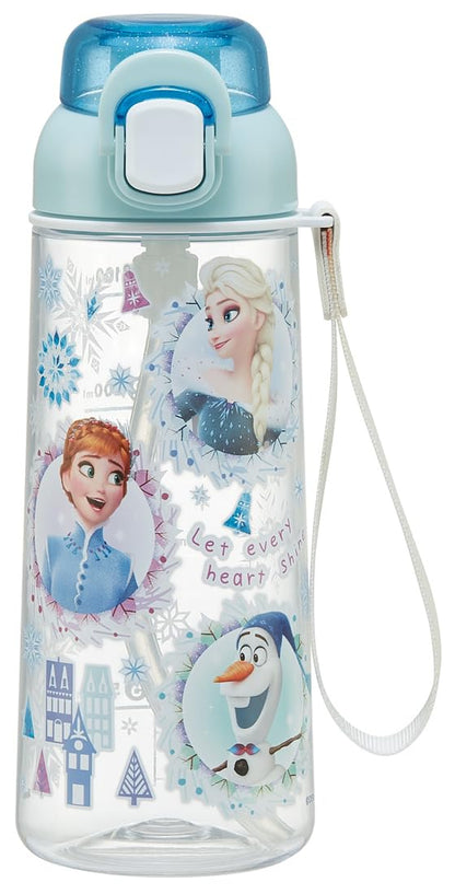 Skater Clear Straw Bottle 630ml for Kids with Disney Frozen Design
