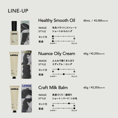 LUVCA Nuance Oily Cream 60g Lightweight Hair Cream for Effortless Styling