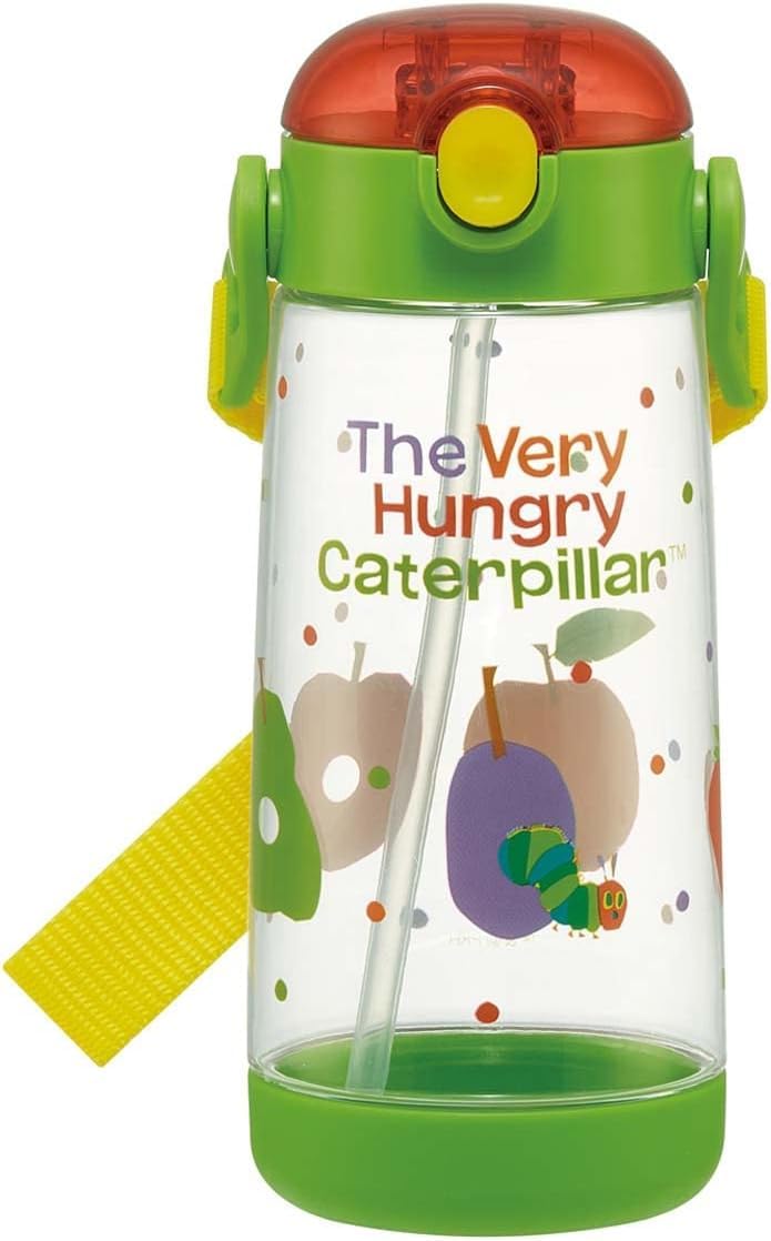 Skater Kids Straw Water Bottle 480ml Clear with One-Touch Design