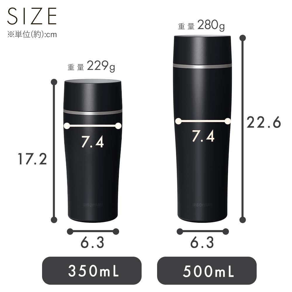 IRIS OHYAMA 350ml Ceramic Coated Water Bottle for Easy Cleaning