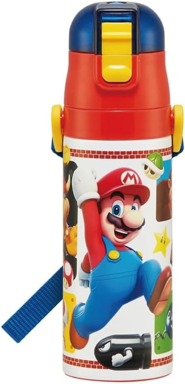 Skater Kids Water Bottle 2WAY 470ml Super Mario Design