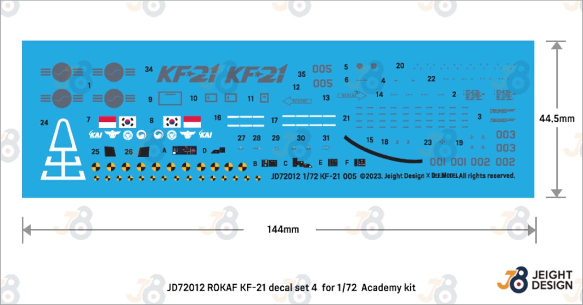 DEF.MODEL 1/72 Scale Decal Set for Korean Air Force KF-21 Boraem