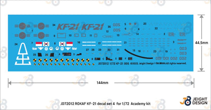 DEF.MODEL 1/72 Scale Decal Set for Korean Air Force KF-21 Boraem