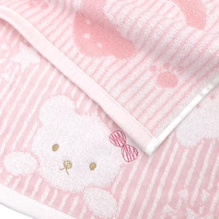 Hayashi Face Towel Soft Pink School Bear Design 34x80cm