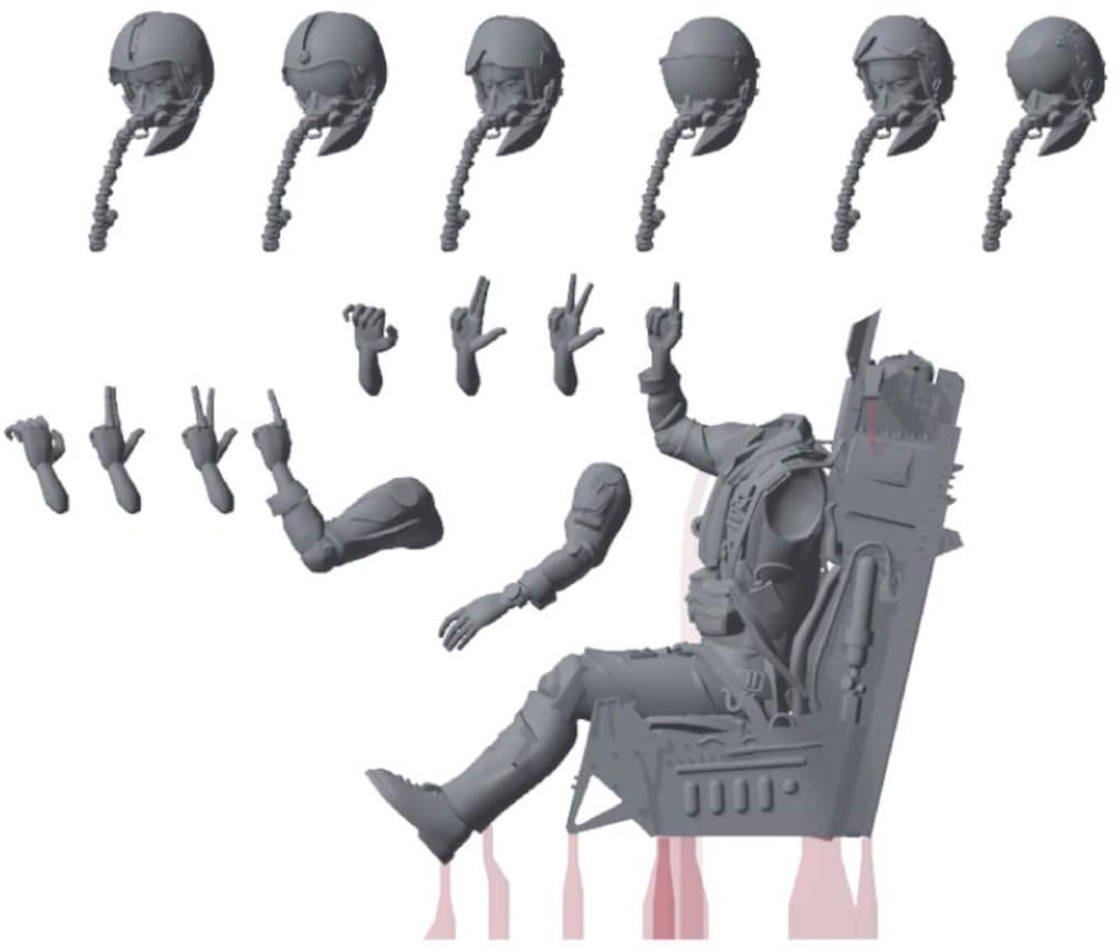 Modelink Japan 1/48 F-2 Pilot and Seat Model Kit Parts