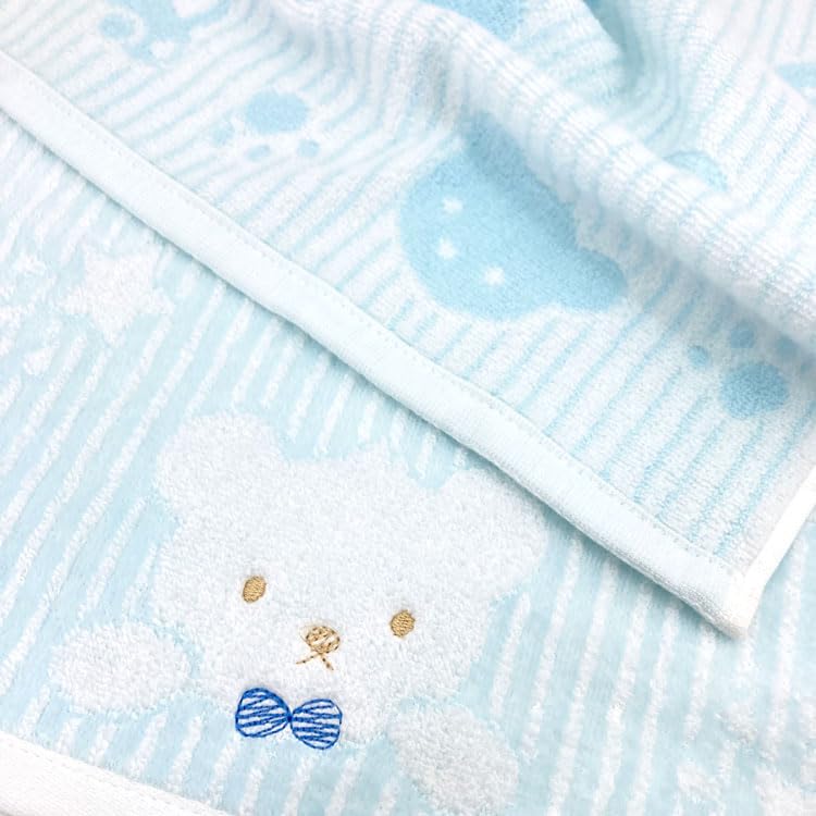 Hayashi Face Towel Blue School Bear 34x80cm for Everyday Use