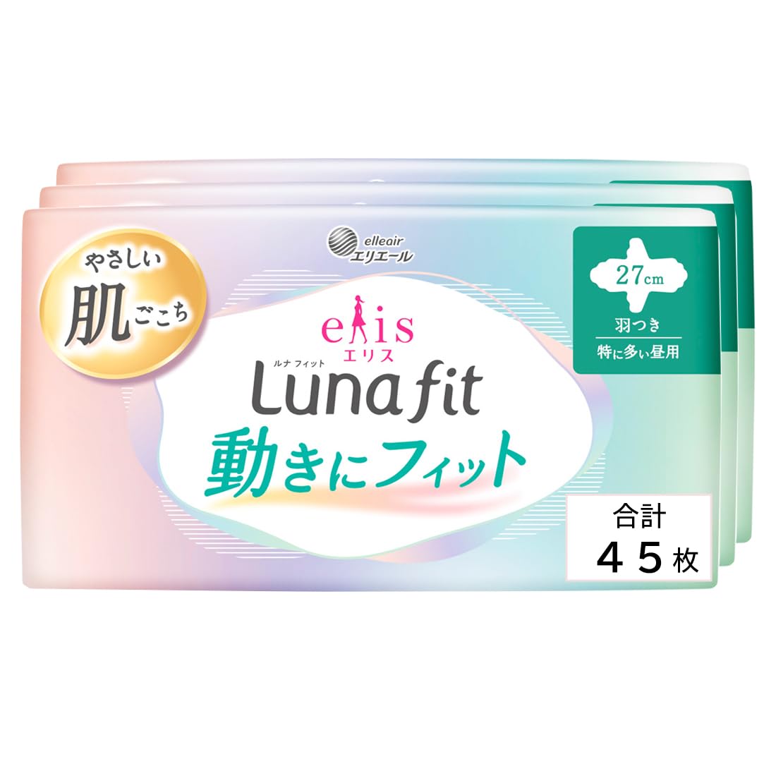 ELIS Luna Fit Winged Sanitary Napkins 27cm 45 Count for Daytime Use