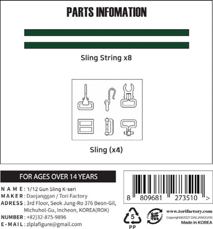 Tori Factory Gun Sling Set K Series for 1/12 Scale Models