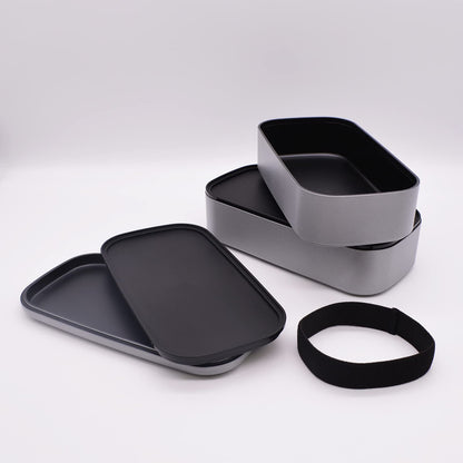 Mitani Bento Box 2-Tier Antimicrobial Lunch Box 1000ml Silver