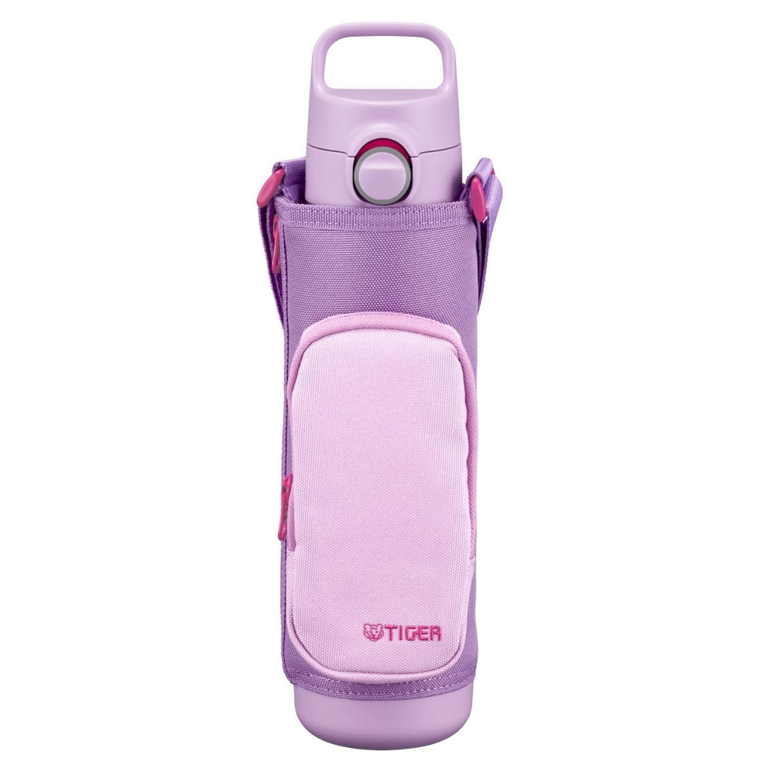 TIGER Stainless Steel Water Bottle 800ml One-Push 2-Way Cup Handle Insulated Lightweight Dishwasher Safe Flower Purple