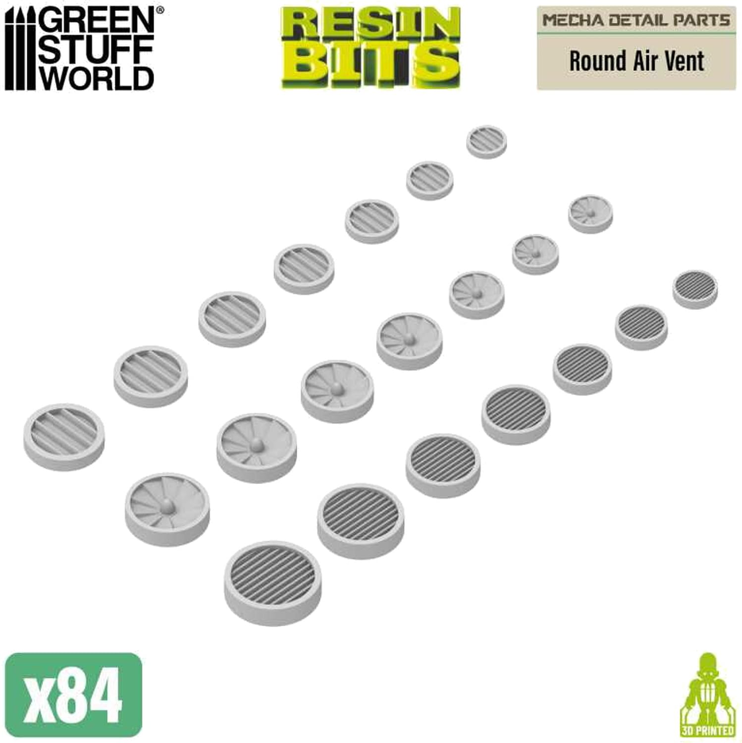 Green Staff World Mecha Detail Parts Round Exhaust Unit 84 Pieces