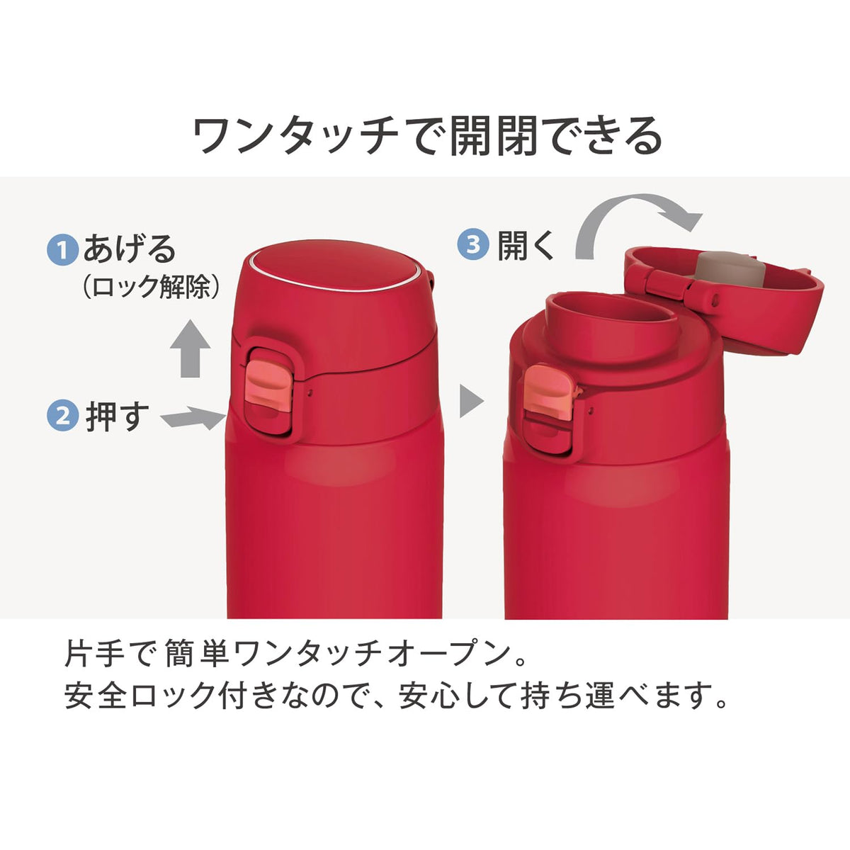 ピーコック魔法瓶工業(The-peacock) ピーコック 水筒 ワンタッチ マグボトル 550ml 保温保冷 スポーツドリンク対応 保温 保冷 ステンレス 魔法瓶 フレッシュグレー AKM-55 H