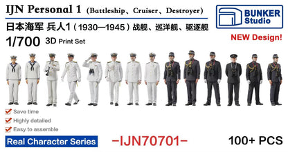 Bunker Studio 1/700 Japanese Navy Figure Set 1 Model Kit