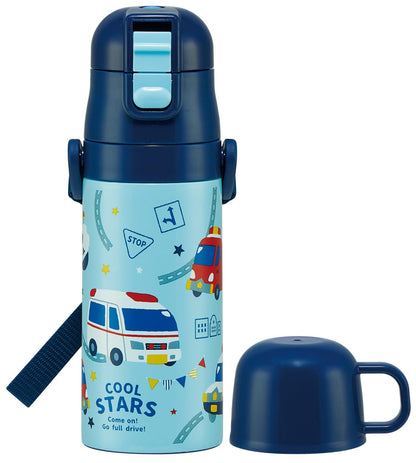 Skater Kids Water Bottle 2WAY 420ml Lightweight Stainless Steel