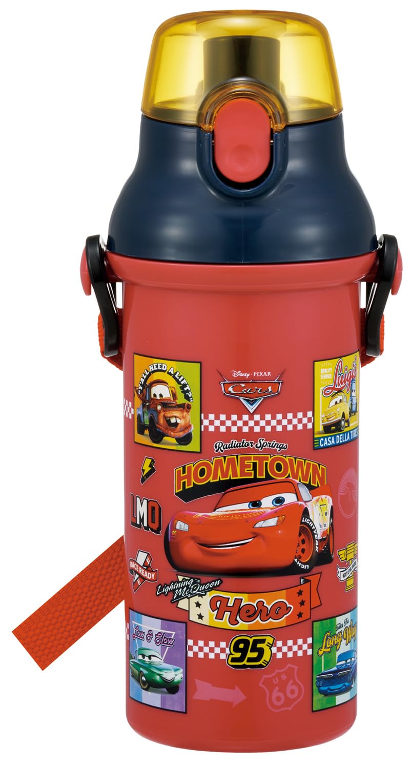 Skater Kids Water Bottle 480ml One-Push Open Plastic Made in Japan
