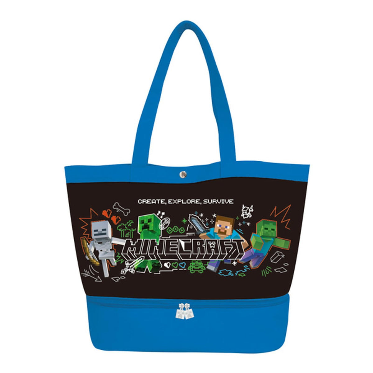 K Company Minecraft Blue Vinyl Tote with Pocket