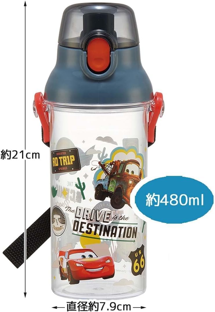 Skater Disney Cars 480ml Clear Bottle for Kids