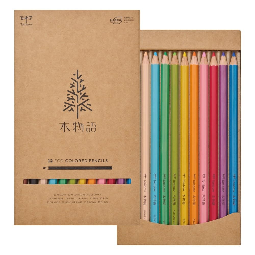 Tombow Colored Pencils Wood Story 12 Colors Hexagonal Design
