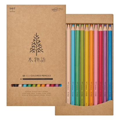 Tombow Colored Pencils Wood Story 12 Colors Hexagonal Design