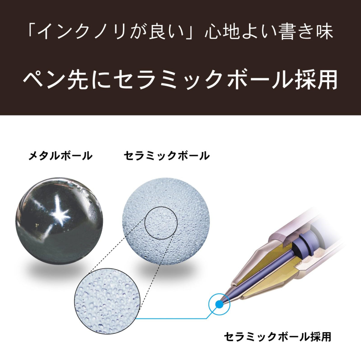 Kyocera Ceramic Ballpoint Pen Smooth Writing Brown