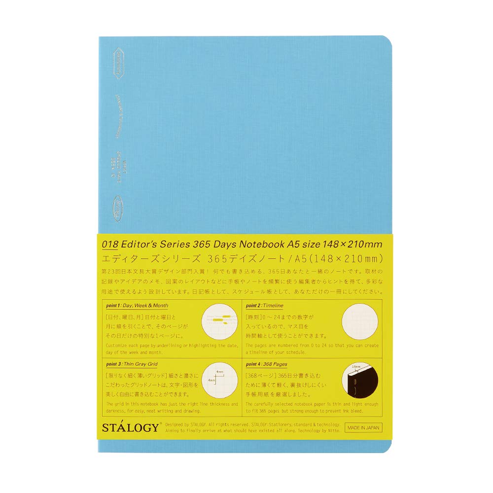 Nitoms STALOGY A5 Grid Notebook Blue for Daily Planning